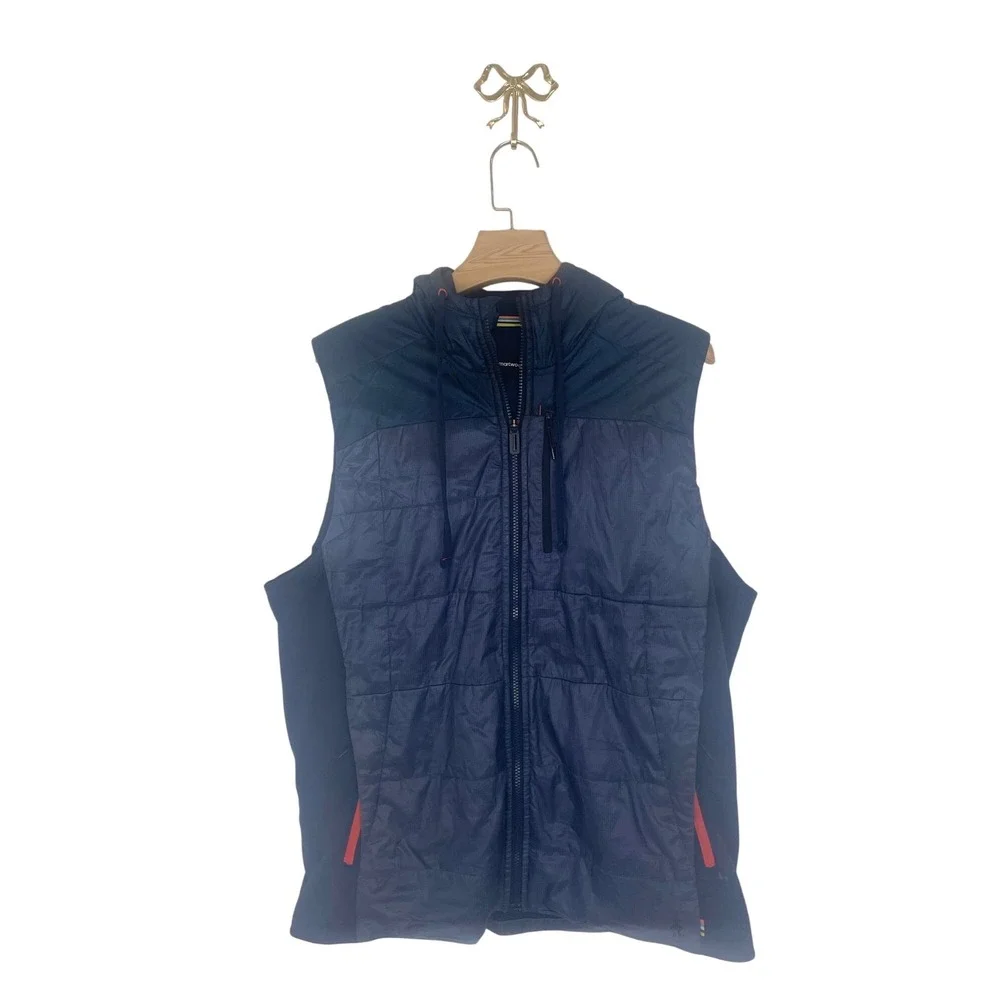 Smartwool Double Propulsion 60 Hooded Insulated Vest Mens XL Navy Blue Puffer